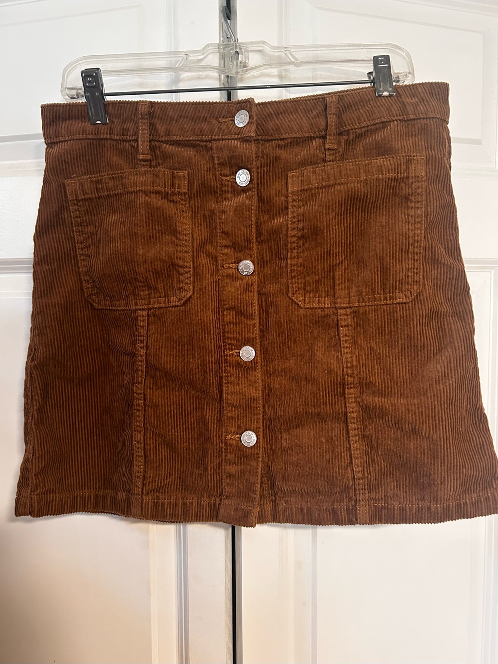 GAP Brown Corduroy Button-Front Mini Skirt